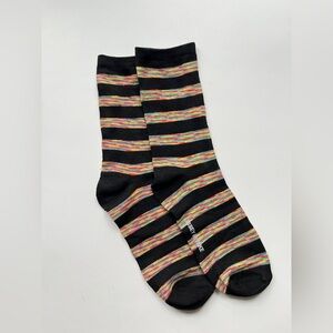 Issey Miyake Black and Multicolor Striped Socks